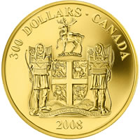 $300 Gold Coin - Provincial Coat of Arms: Newfoundland and Labrador  (Reverse)