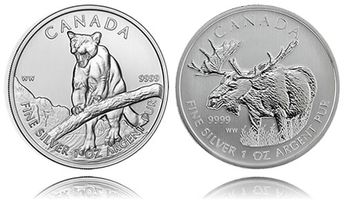 2012 Canadian Cougar and Moose Silver Bullion Coins from the Wildlife Series 2012 Canadian Cougar and Moose Silver Bullion Coins from the Wildlife Series