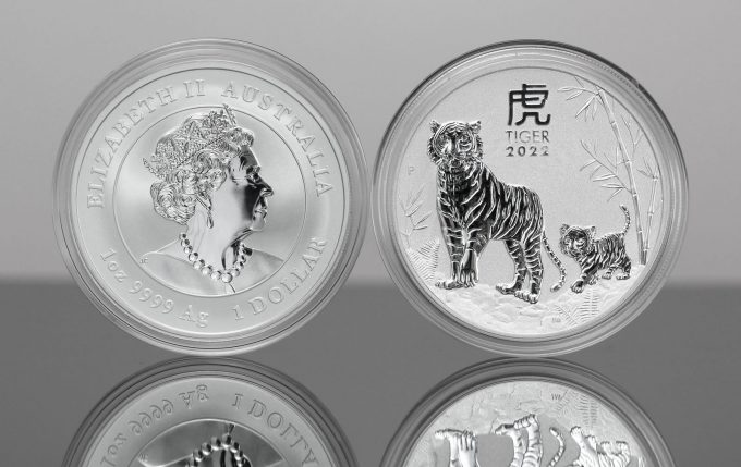 2022 Australian Lunar Tiger 1oz Silver Bullion Coins - Obverse and Reverse