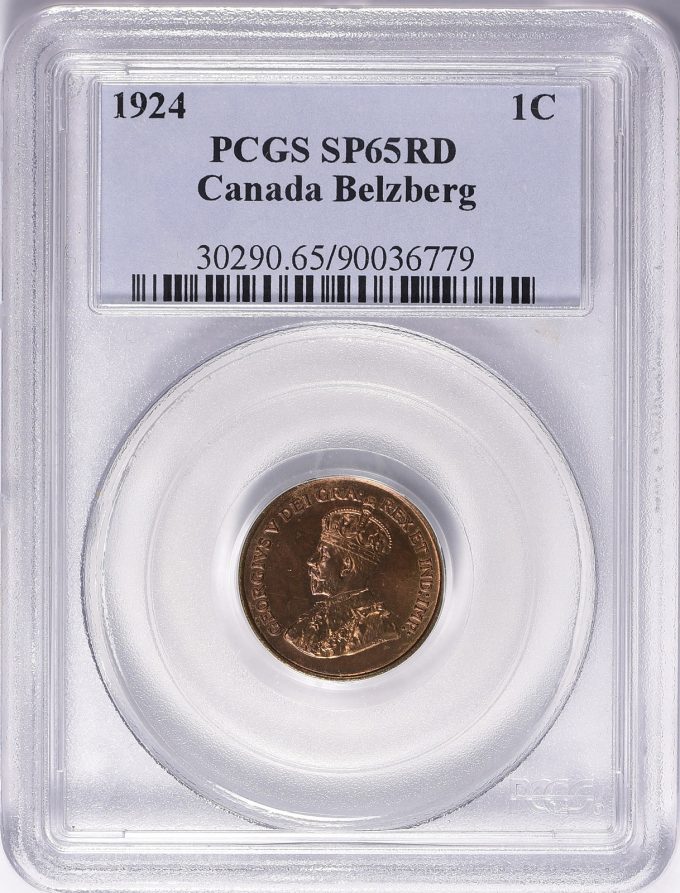 Canada 1924 Cent KM-28 PCGS SP-65 RD
