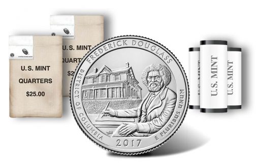 Frederick Douglass quarters, rolls and bags