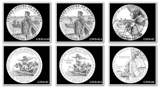 George Washington Crossing the Delaware River Quarter, Designs 1-4