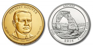 Arches National Park Quarters and Hoover $1 Coins in June Arches National Park Quarters and Hoover $1 Coins in June