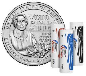 US Mint image 2022 P D S Nina Otero-Warren quarter and rolls